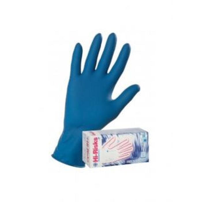 Guanto monouso in latice di gomma naturale, blu, conf. 50 pz.