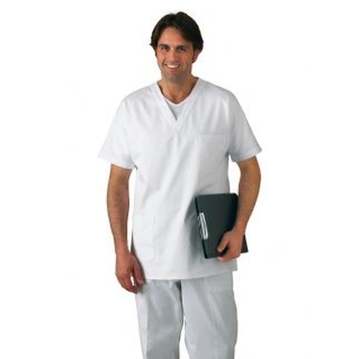 Casacca unisex scollo a v bianca, Zaccaria