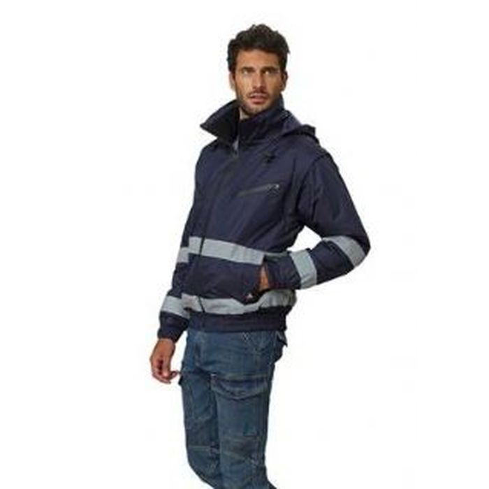 Giubbino Bomber Alta Visibilità mercury, colore blu con maniche e gilet interno staccabile