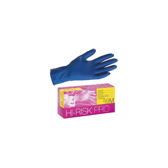 HI-RISK PRO Guanto monouso in latice di gomma naturale, blu, conf. 50 pz.